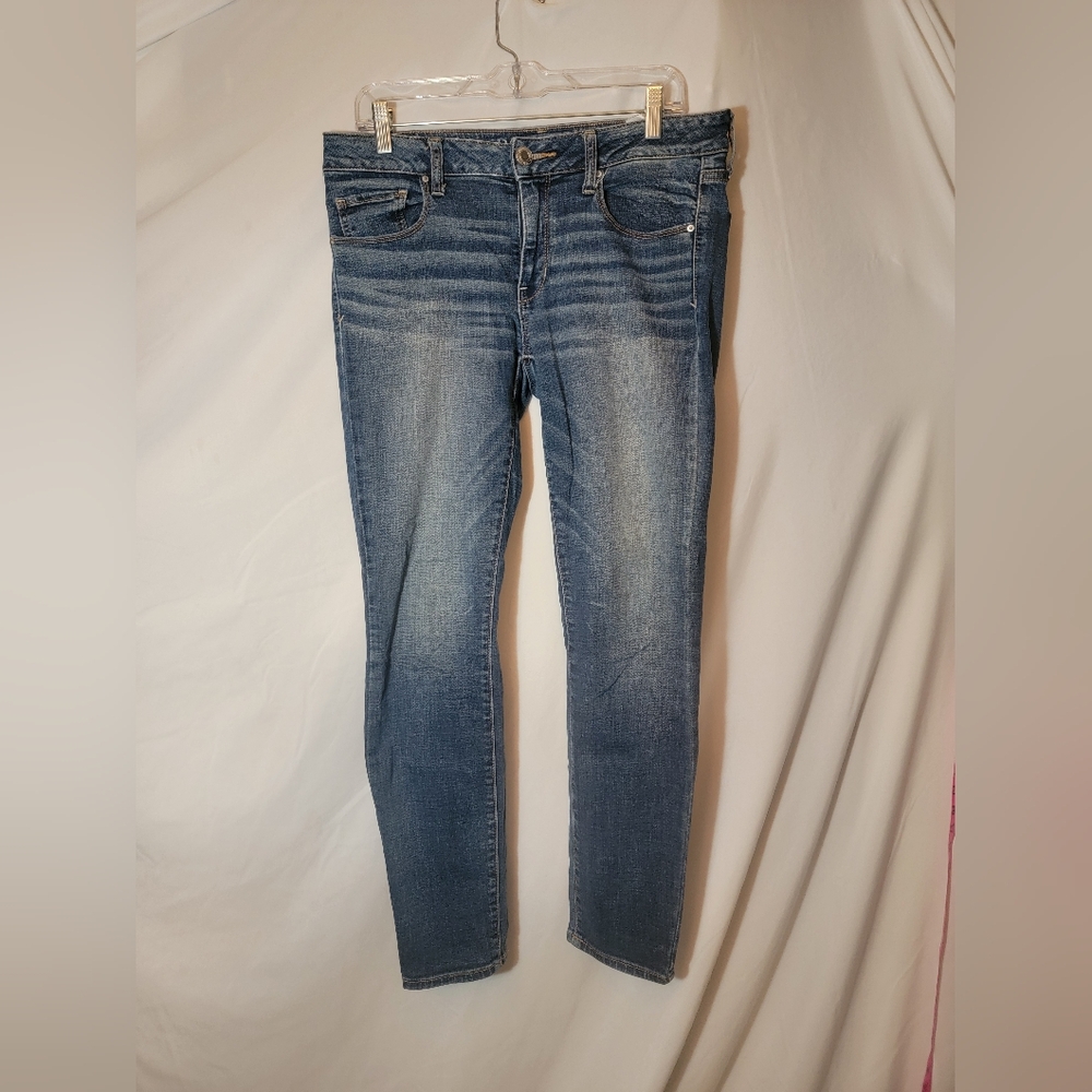 American Eagle Outfitters Womens Jeans Size 10 Skinny Super Stretch Blue Denim